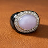 Designer Nini Purple Jadiete and Diamond, Enamel 18Kt White Gold Ring