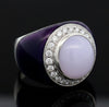 Designer Nini Purple Jadiete and Diamond, Enamel 18Kt White Gold Ring