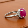 Mid Century Ruby and Diamond Platinum Ring