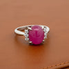 Mid Century Ruby and Diamond Platinum Ring