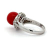 Mid Century Red Coral, Diamond Platinum Ring