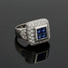 Modern Designer Fine Sapphire and Diamond Platinum Ring