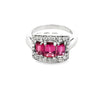 Modern Tourmaline and Diamond 14Kt White Gold RIng
