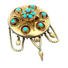 Victorian 1870's Turquoise and 14Kt Yellow Gold Pendant Brooch