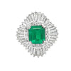 Estate Modern Fine Colombia Emerald (GIA) and Diamond Platinum Ring
