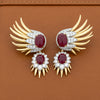 Italian Estate 19cttw Ruby and 2.80cttw Diamond Detachable 14Kt/18Kt White & Yellow Gold Earrings