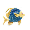 Italian Estate Blue "Guilloche" Enamel and Pink Sapphire 18Kt Yellow Gold Fish Brooch
