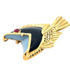 Modern Custom Made In Vicenza, Italy Onyx, Ruby, Diamond 18k Yellow Gold Pendant/Brooch