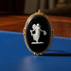 English Modern Wedgewood 36x25mm Cameo 14kt Yellow Gold