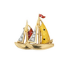 Estate Diamond and Enamel 18Kt Yellow/White Gold Sailboat Brooch