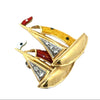 Estate Diamond and Enamel 18Kt Yellow/White Gold Sailboat Brooch