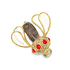 Italian Designer Orfaley - Modern 1970's Multi Stone 14K Yellow Gold Figural Brooch