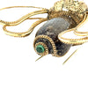 Italian Designer Orfaley - Modern 1970's Multi Stone 14K Yellow Gold Figural Brooch