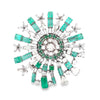 Mid Century 1960's Modern 14kt White Gold Emerald and Diamond Starburst Brooch