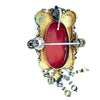 Victorian 1890 14K Yellow Gold Carved Coral Cameo Brooch with Dangle Fringe