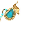 MidCentury Modern Turquoise 18K Yellow Gold Brooch