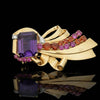 Italian Modern 1960's Amethyst, Diamond, Pink Sapphire, Garnet 14K White, Yellow, Rose Gold Brooch
