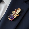 Italian Modern 1960's Amethyst, Diamond, Pink Sapphire, Garnet 14K White, Yellow, Rose Gold Brooch