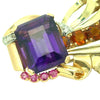 Italian Modern 1960's Amethyst, Diamond, Pink Sapphire, Garnet 14K White, Yellow, Rose Gold Brooch