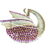 Modern 1980's 22.00cttw Ruby and 5.50 cttw Diamond 14Kt Yellow Gold Swan Pendant/Brooch