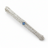 Art Deco 1920's Sapphire Filigree 14K White Gold Brooch