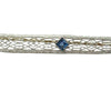 Art Deco 1920's Sapphire Filigree 14K White Gold Brooch