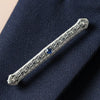 Art Deco 1920's Sapphire Filigree 14K White Gold Brooch