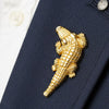 Modern 1980's 18K Yellow Gold Alligator Brooch