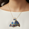 Modern 1990's 18kt Yellow Gold Plique-A-Jour Enamel, Garnet, diamond, Pink Sapphire, Cameo Pendant/Brooch