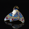 Modern 1990's 18kt Yellow Gold Plique-A-Jour Enamel, Garnet, diamond, Pink Sapphire, Cameo Pendant/Brooch
