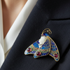 Modern 1990's 18kt Yellow Gold Plique-A-Jour Enamel, Garnet, diamond, Pink Sapphire, Cameo Pendant/Brooch