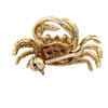 Modern Ruby Crab 14K Yellow Gold Brooch