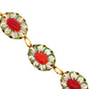 Italian 1960's Coral, Green & White Enamel 14kt/18kt Yellow Gold set