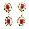 Italian 1960's Coral, Green & White Enamel 14kt/18kt Yellow Gold set