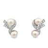 Mid Century 1950's Cultured Pearl and Diamond Platinum Flower Earrings