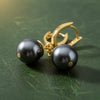 Modern 11.5mm Tahitian Pearl 14kt Yellow Gold Drop Earring