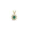 Modern Emerald and Diamond Cluster 14Kt Yellow Gold Pendant
