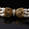 Modern Multi Strand Freshwater Pearl and Diamond 14kt Yellow & White Gold Necklace
