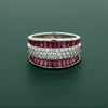 Modern Fine Ruby and Diamond Platinum Ring