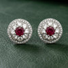 Modern Gem Ruby and Diamond 18Kt White Gold Earrings