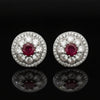 Modern Gem Ruby and Diamond 18Kt White Gold Earrings