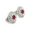 Modern Gem Ruby and Diamond 18Kt White Gold Earrings