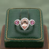 Modern Pink Sapphire Kunzite, Diamond 14kt Yellow Gold Ring