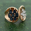 Modern 1960's Diamond and Sapphire 14kt Yellow Gold Ring