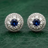 Modern Gem Sapphire and Diamond 18K White Gold Earrings