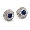 Modern Gem Sapphire and Diamond 18K White Gold Earrings