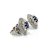 Modern Gem Sapphire and Diamond 18K White Gold Earrings