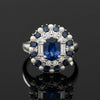 Modern Designer Fine 2.59cttw Sapphire, Diamond, Pearl 18Kt White Gold Ring