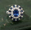 Modern Designer Fine 2.59cttw Sapphire, Diamond, Pearl 18Kt White Gold Ring