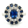 Modern Designer Fine 2.59cttw Sapphire, Diamond, Pearl 18Kt White Gold Ring